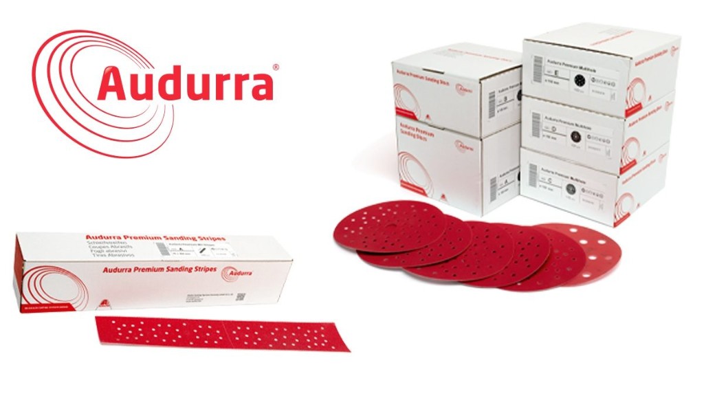 Audurra: логотип бренда, шлифовальные круги, полоски и упаковка